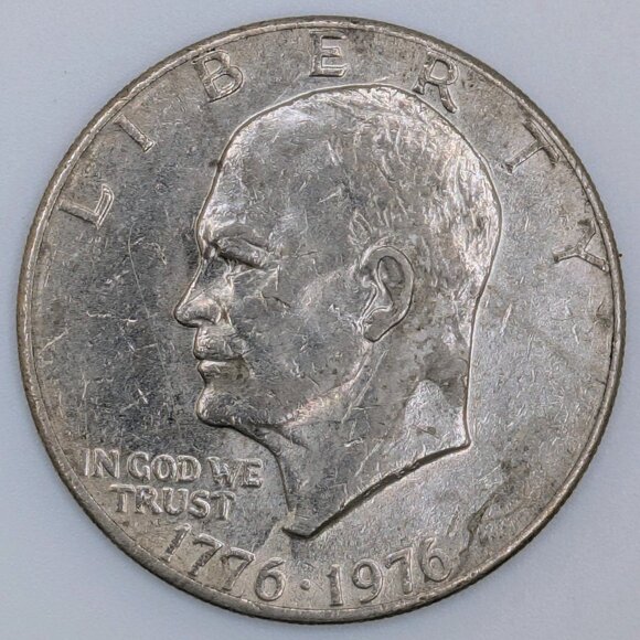 1976 Eisenhower Silver Dollar Coin (No “S” Mint Mark) – Mint State Minor Scratch - Picture 1 of 7